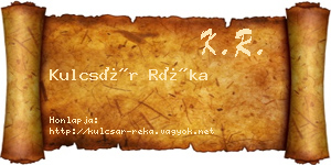 Kulcsár Réka névjegykártya
